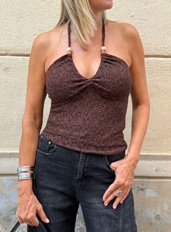 Top Halter Blonda Marrón