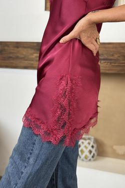 Top lencero raso granate