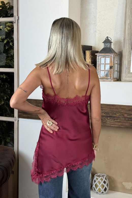 Top lencero raso granate