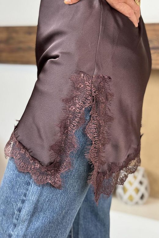 Top lencero raso marrón