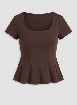 Top Peplum Marrón