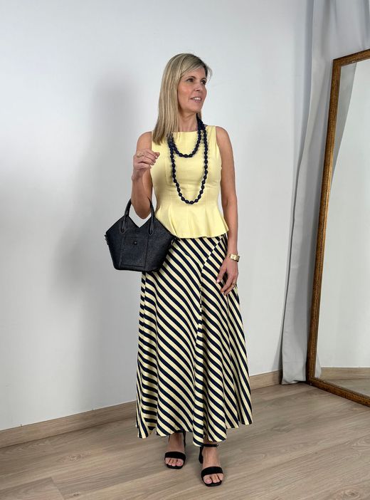 Top sin mangas Peplum amarillo