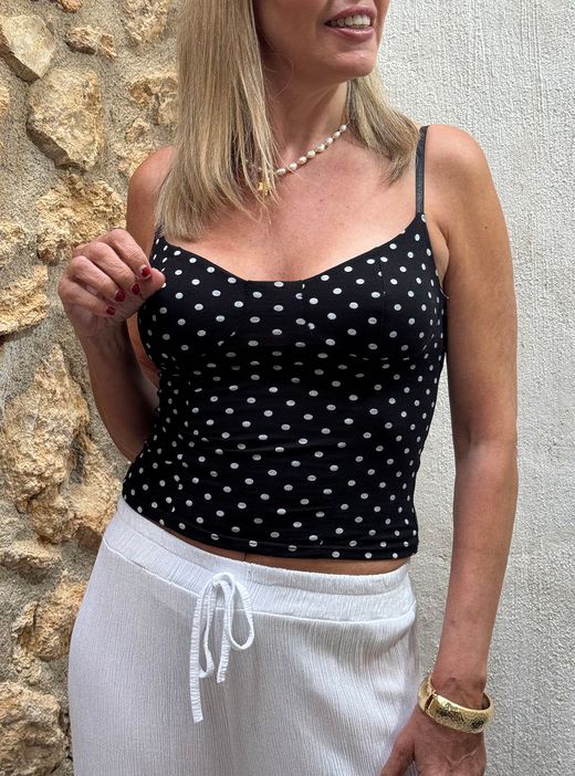 Top tirantes lunares negro