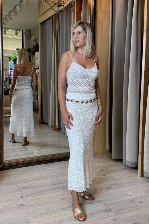 Top tirantes tul bordado blanco