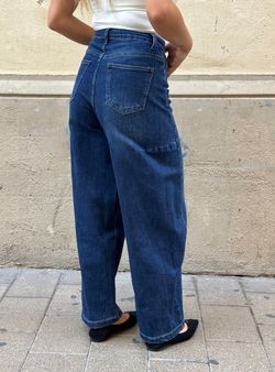 Vaqueros Anchos Tiro Alto Azul Denim