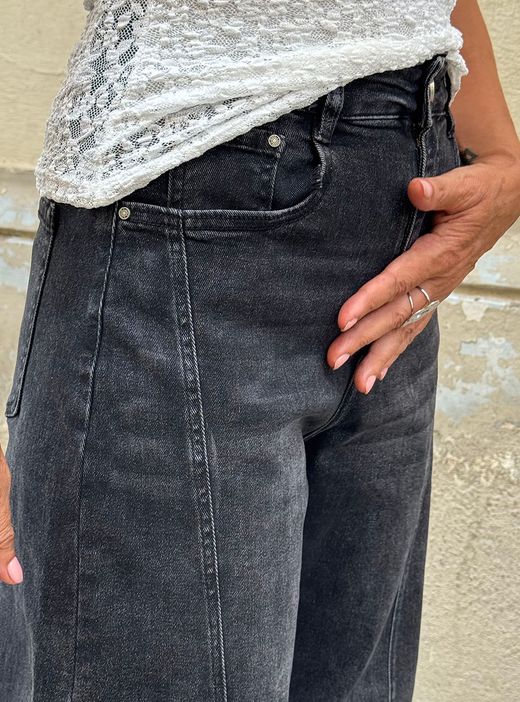 Vaqueros Barrel Black Denim