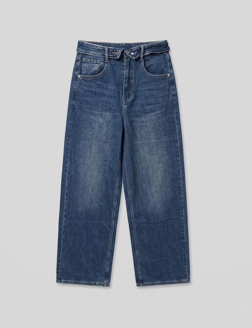 Vaqueros cintura vuelta azul denim