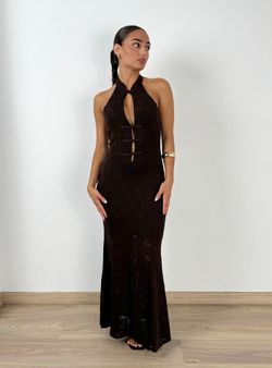 Vestido blonda Nicole marrón