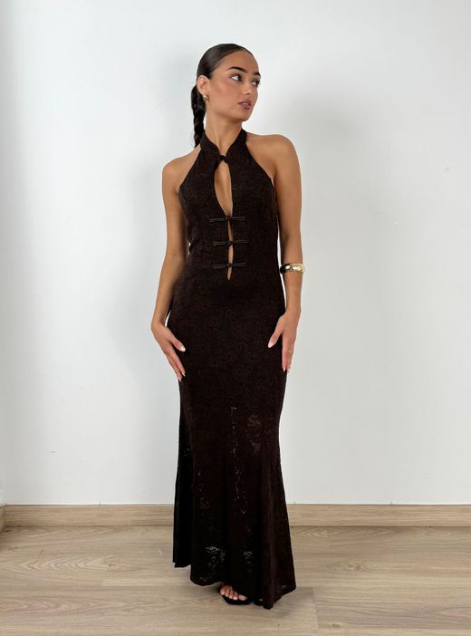 Vestido blonda Nicole marrón