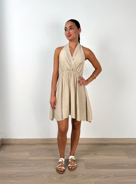 Vestido corto Brenda beige
