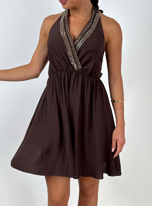 Vestido corto Brenda marrón