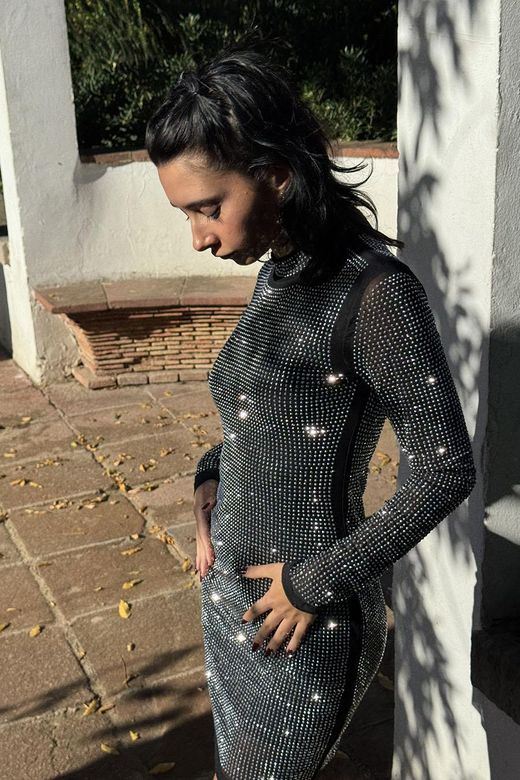 Vestido corto brillante negro-plata