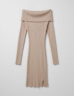 Vestido de Punto Bardot Beige