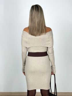 Vestido de Punto Bardot Beige