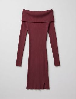Vestido de Punto Bardot Burdeos