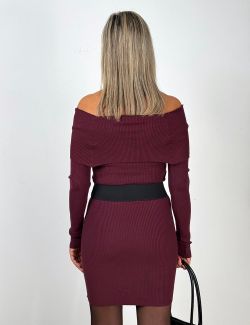 Vestido de Punto Bardot Burdeos