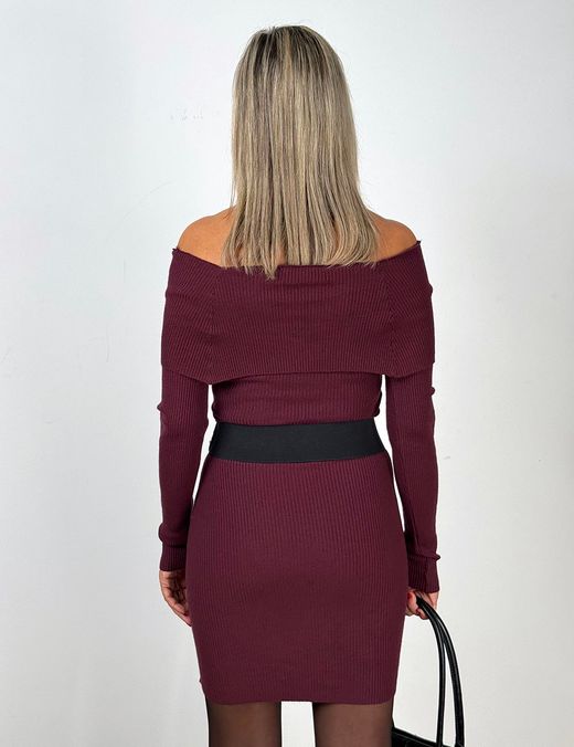 Vestido de Punto Bardot Burdeos