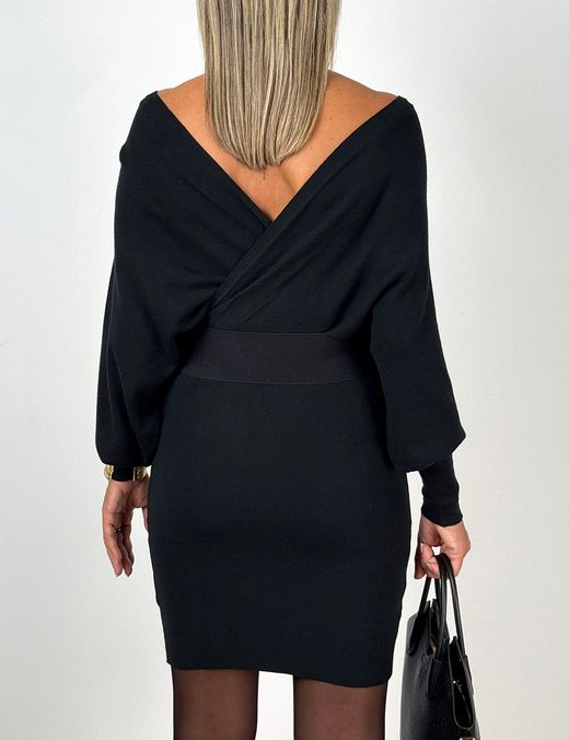 Vestido de Punto Cruzado Negro