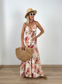 Vestido Ibiza crudo-rosa