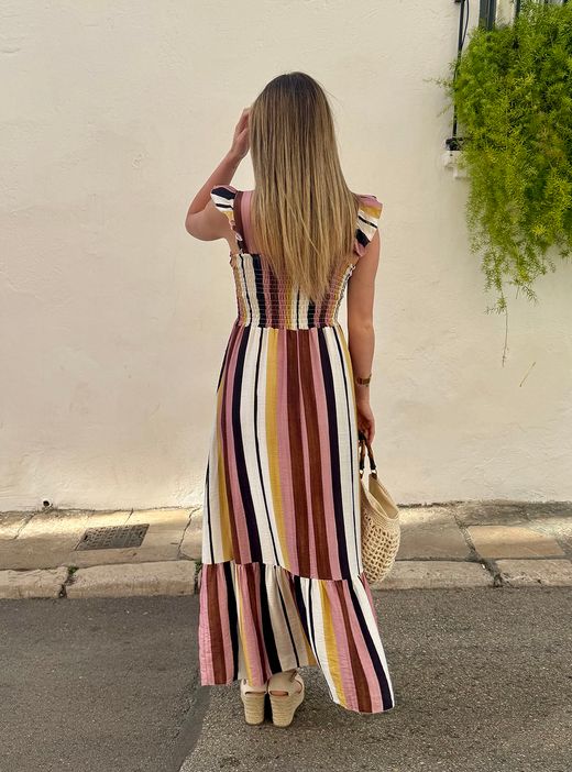 Vestido Inca rosa-negro