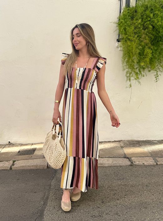 Vestido Inca rosa-negro