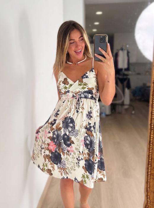Vestido Laredo crudo-marino