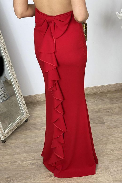 Vestido largo ajustado rojo