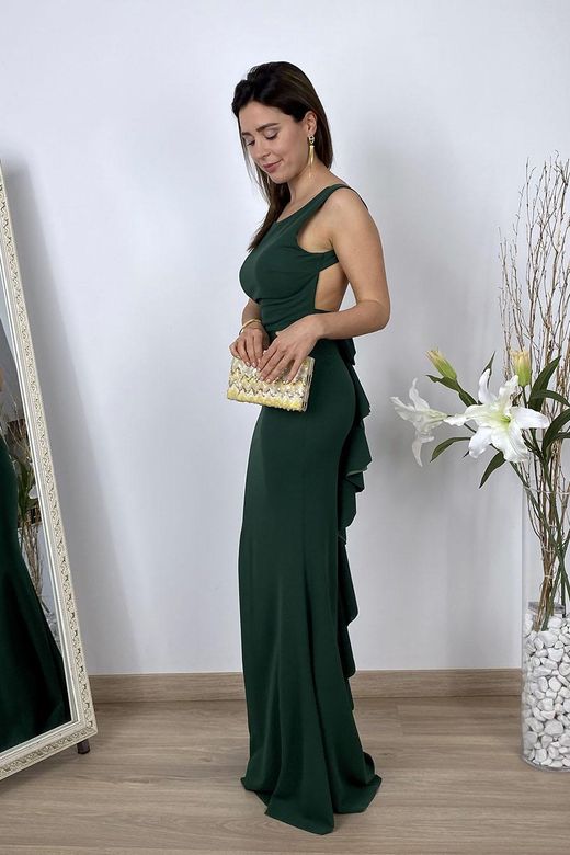 Vestido largo ajustado verde botella