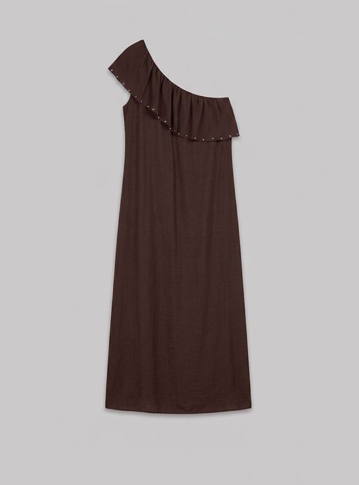 Vestido largo asimétrico marrón