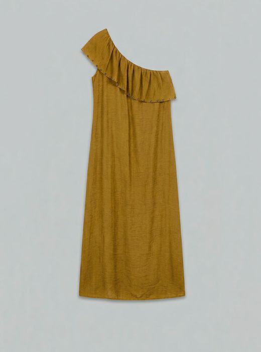 Vestido largo asimétrico ocre