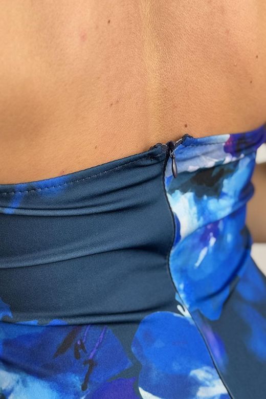 Vestido largo flores Triana azul marino