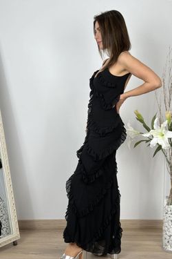 Vestido largo volantes negro