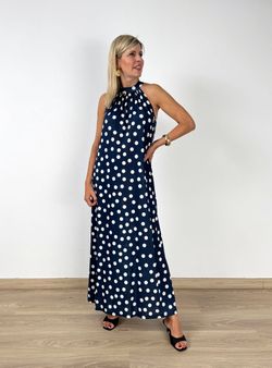 Vestido lunares multiposición marino-blanco