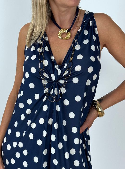 Vestido lunares multiposición marino-blanco