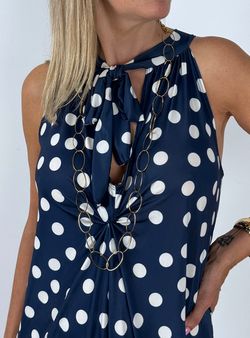 Vestido lunares multiposición marino-blanco