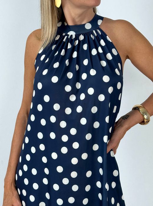 Vestido lunares multiposición marino-blanco