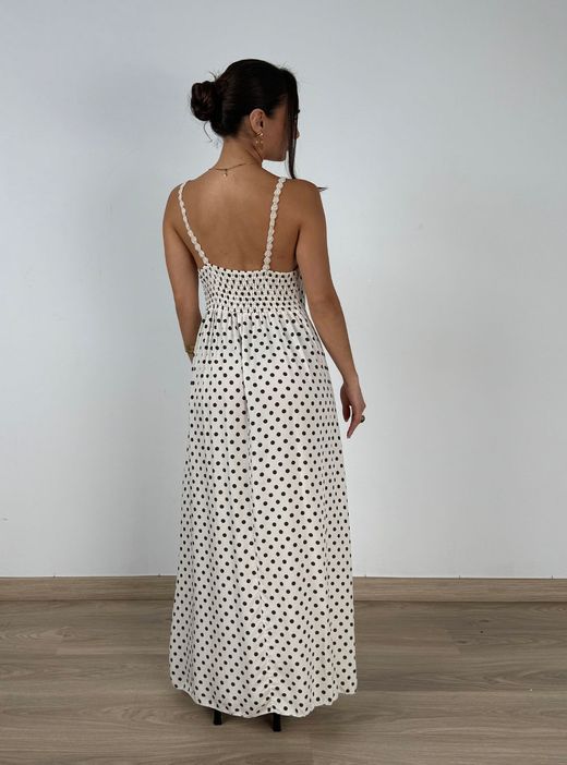 Vestido lunares Ronda blanco-marrón