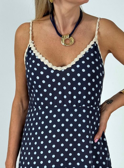 Vestido lunares Ronda marino-celeste