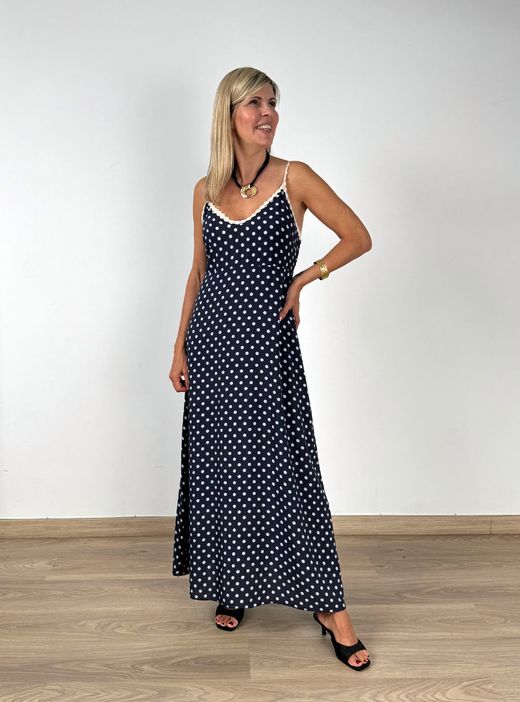 Vestido lunares Ronda marino-celeste