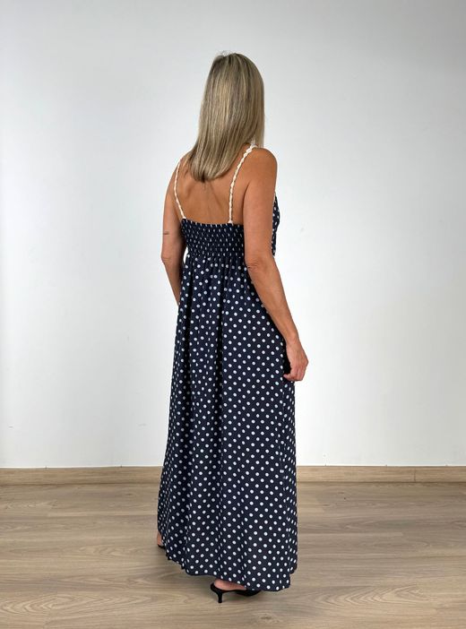 Vestido lunares Ronda marino-celeste