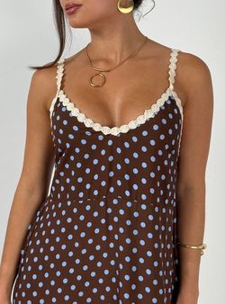 Vestido lunares Ronda marrón-celeste