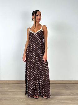 Vestido lunares Ronda marrón-celeste
