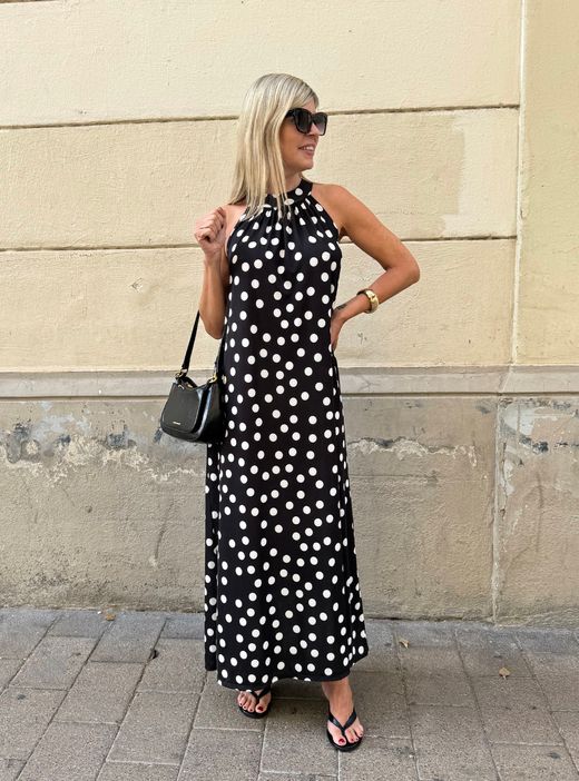 Vestido lunares multiposición negro-blanco