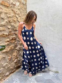 Vestido lunares Sevilla marino-crudo