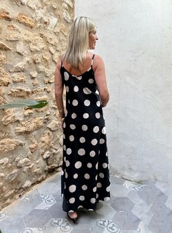 Vestido lunares Sevilla negro-crudo