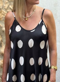 Vestido lunares Sevilla negro-crudo