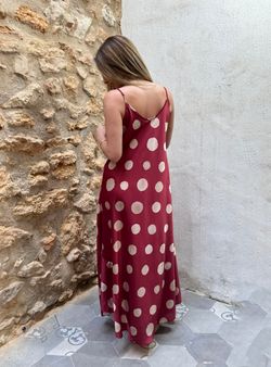 Vestido lunares Sevilla granate-crudo