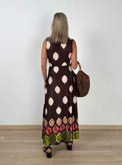 Vestido lycra-satén marrón