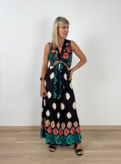 Vestido lycra-satén negro