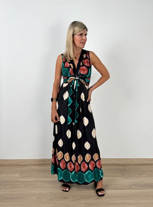 Vestido lycra-satén negro